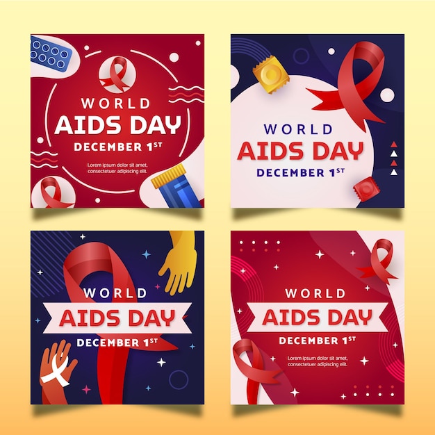 Gratis vector gradient world aids day instagram posts collection