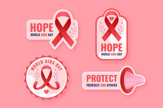 Gratis vector gradient world aids day labels collectie