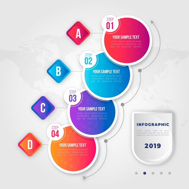 Gradient zakelijke infographic stappen