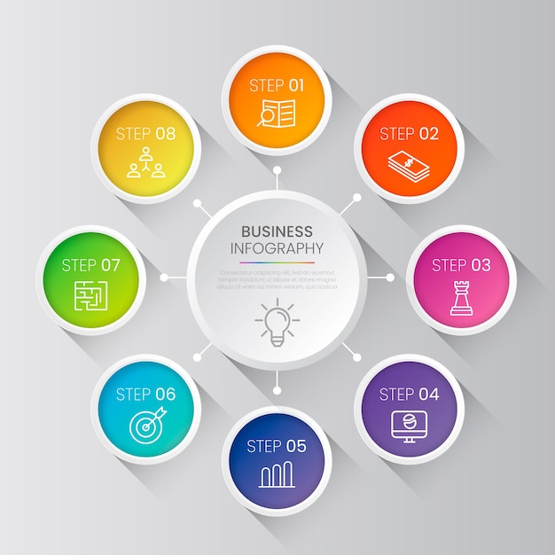 Gradient zakelijke infographic stappen