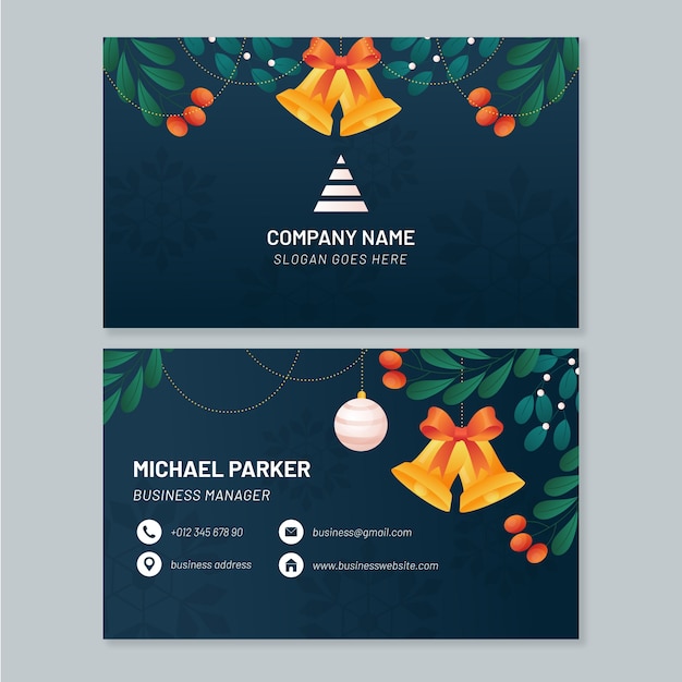 Gratis vector gradiënt zakelijke kerstkaarten set