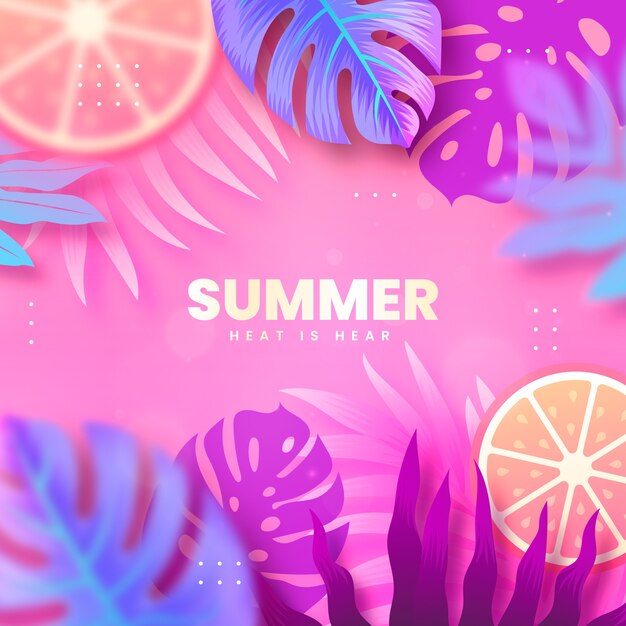 Gradiënt zomerhitte illustratie met bladeren en citrus