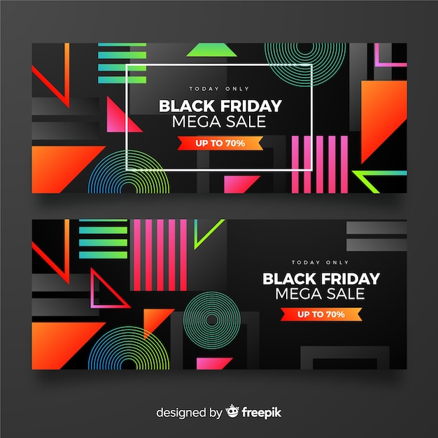 Gratis vector gradiënt zwart vrijdag pack van banners