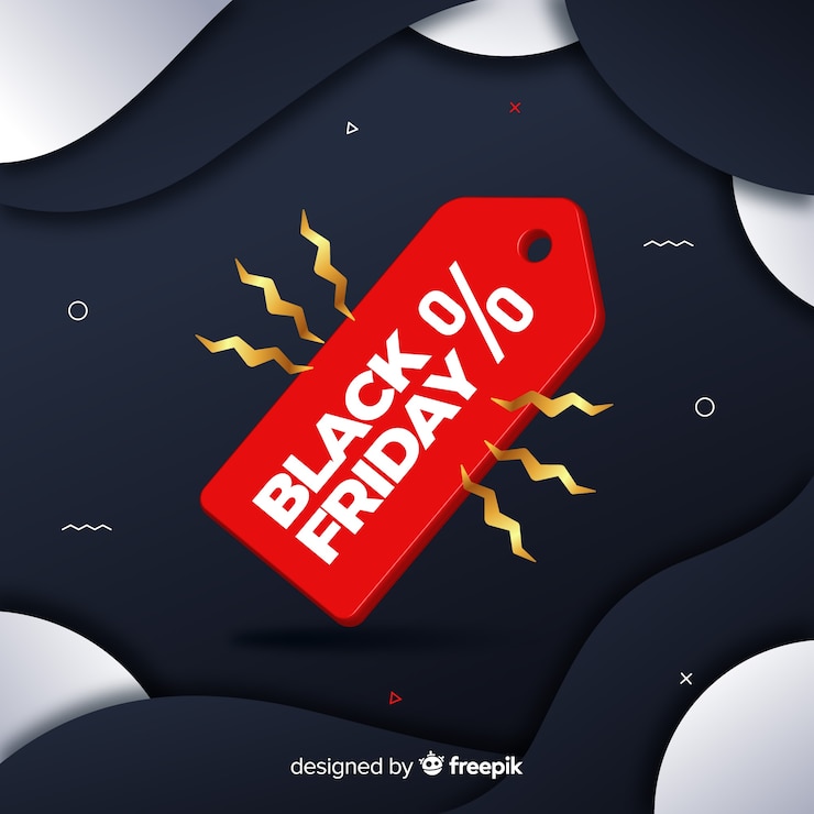 Gratis Vector gradiënt zwarte vrijdag met rood label