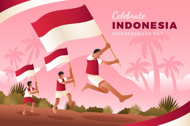 Gradiëntachtergrond voor de viering van de onafhankelijkheidsdag van Indonesië