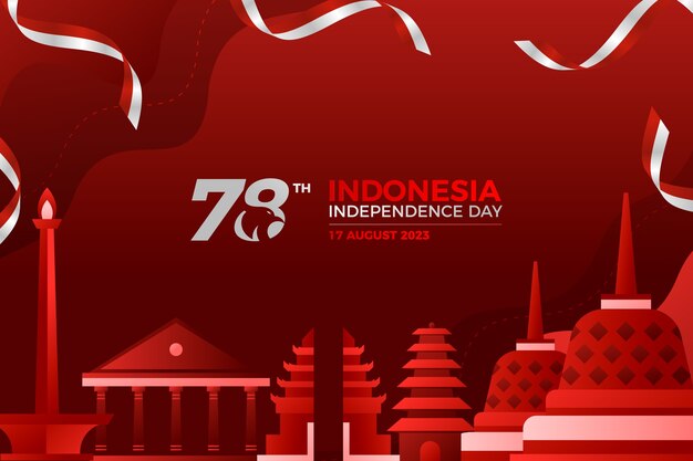 Gradiëntachtergrond voor de viering van de onafhankelijkheidsdag van Indonesië