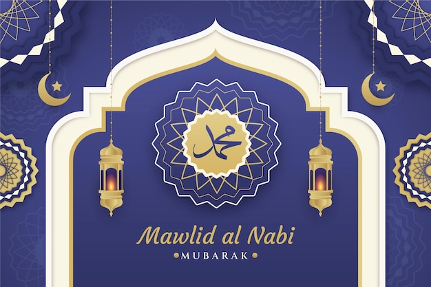 Gratis vector gradiëntachtergrond voor mawlid al nabi-viering