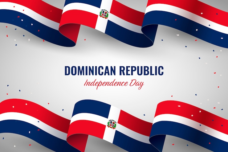 Gratis Vector gradiënte achtergrond voor de onafhankelijkheidsdag van de dominicaanse republiek