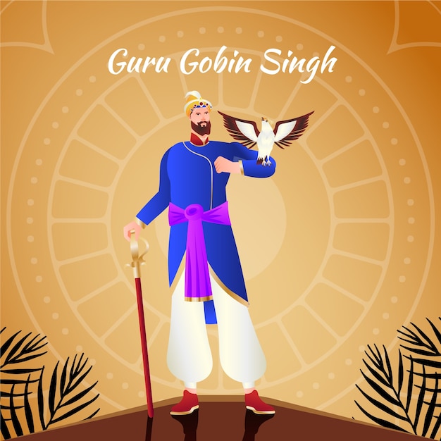 Gratis vector gradiëntgoeroe gobind singh jayanti illustratie