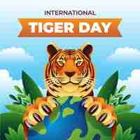 Gratis vector gradiëntillustratie voor de bewustwording van de internationale tijgerdag