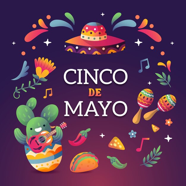Gradiëntillustratie voor de viering van Cinco de Mayo