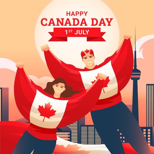 Gratis vector gradiëntillustratie voor de viering van de dag van canada