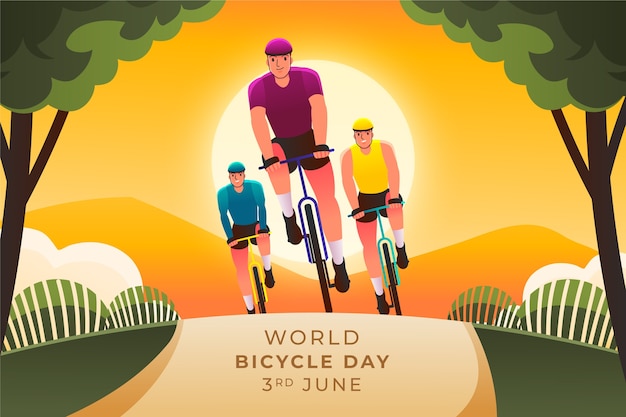 Gratis vector gradiëntillustratie voor de viering van de wereldfietsdag