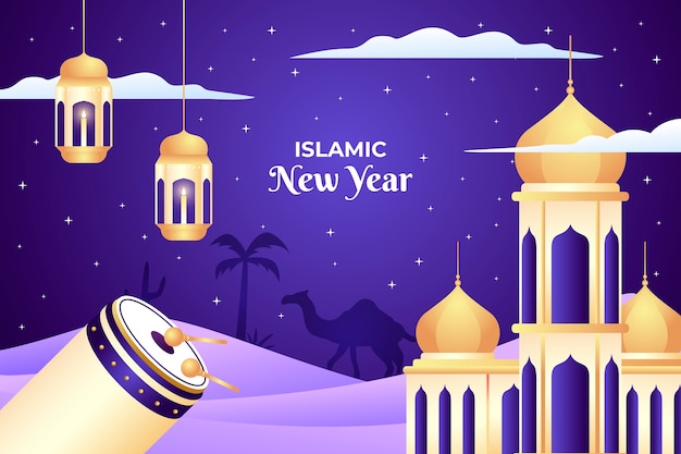 Gratis vector gradiëntillustratie voor islamitische nieuwjaarsviering