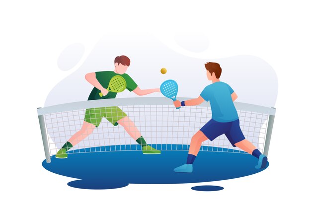 Gradiëntpersoon die padelillustratie speelt