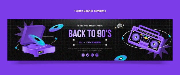 Gradiënttextuur 90s party twitch banner