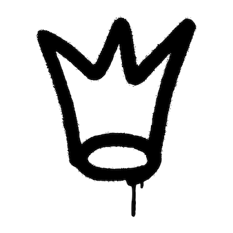 Graffiti spray kroon icoon met over spray in zwart over wit. vectorillustratie.