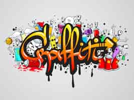 Gratis vector graffiti tekens samenstelling afdrukken