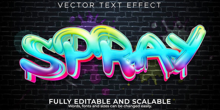 Gratis Vector graffiti-teksteffect bewerkbare spray- en straattekststijl