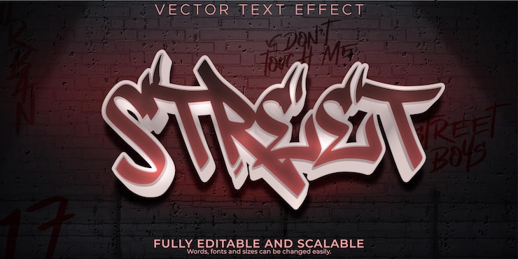 Gratis Vector graffiti teksteffect bewerkbare spray en verf tekststijl