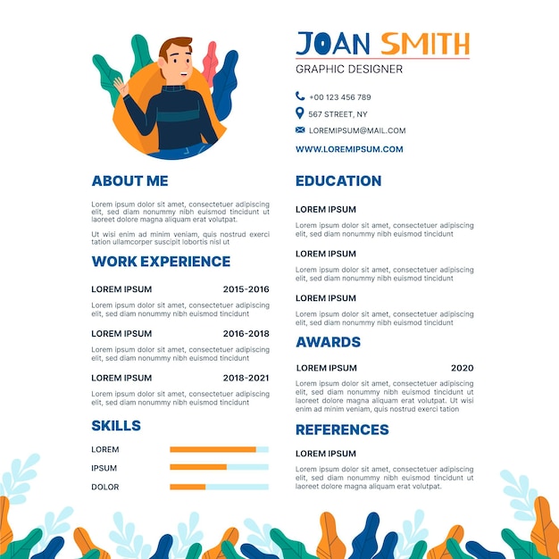 Grafisch ontwerper cv-template geïllustreerd