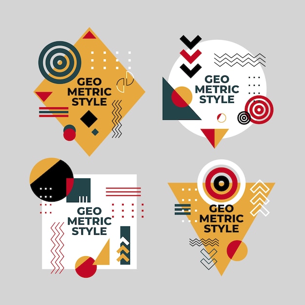 Gratis vector grafische ontwerpetiketten in geometrische stijl