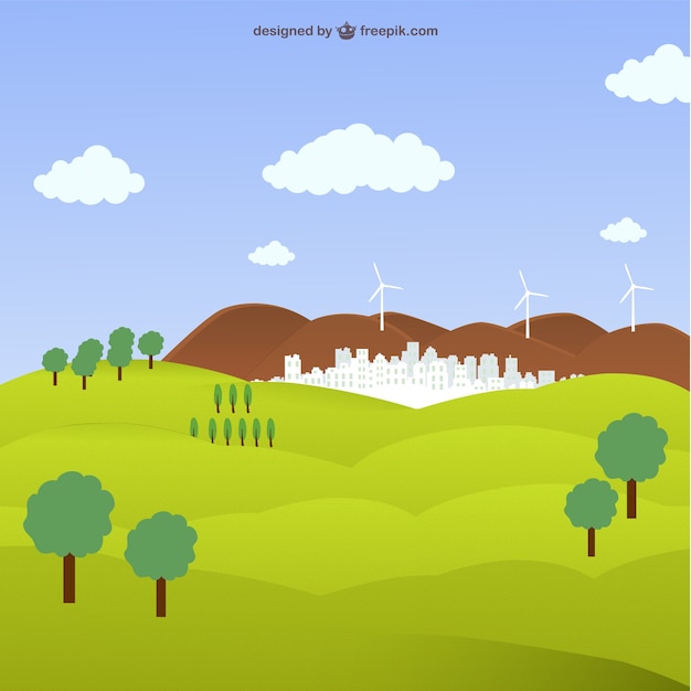 Gratis vector grafische veld met stad op de achtergrond