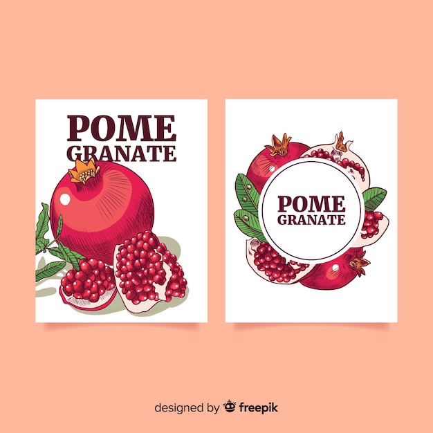 Gratis vector granaatappel kaartcollectie