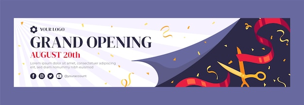 Gratis vector grand opening twitch bannerontwerp