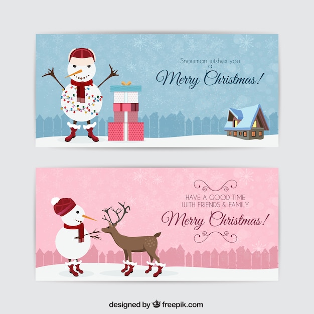 Grappig chirstmas sneeuwpop banners