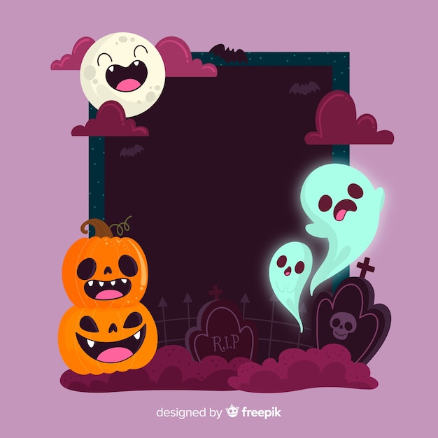 Grappig gezichtenframe met halloween-wezens