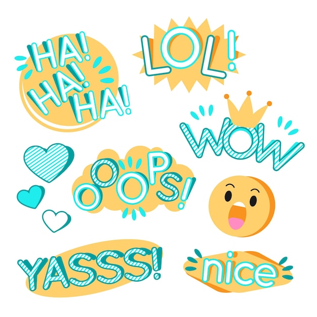 Gratis vector grappig lol stickers concept