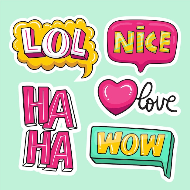 Gratis vector grappig lol stickers concept