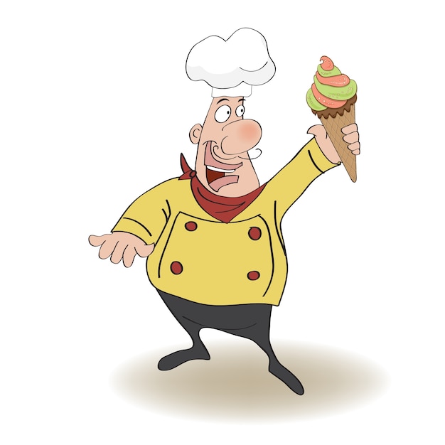 Gratis vector grappige chef-kok met ijsje