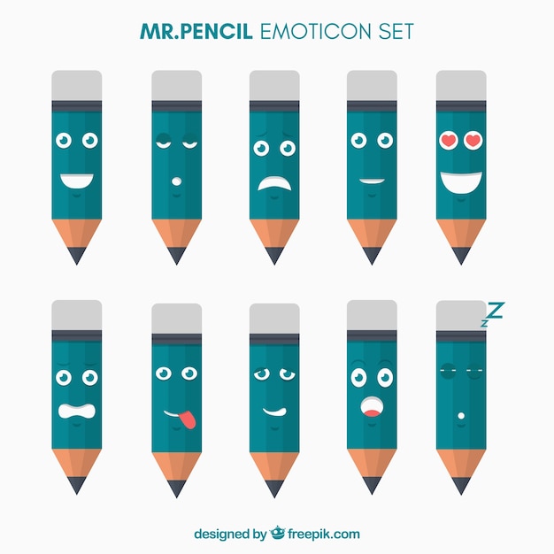 Gratis vector grappige emoticons met potlood-vormige