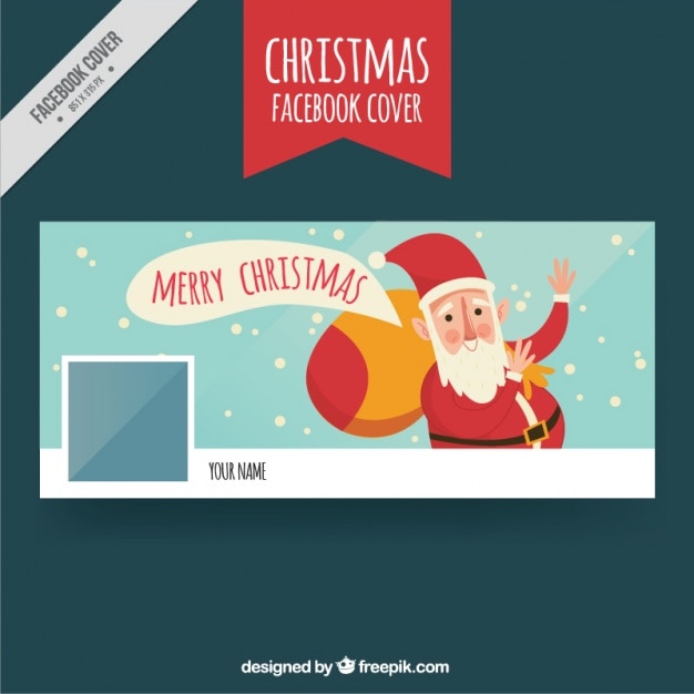 Gratis vector grappige facebook omslag met santa groet