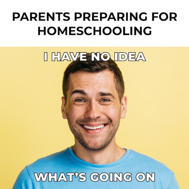 Gratis vector grappige homeschooling school meme