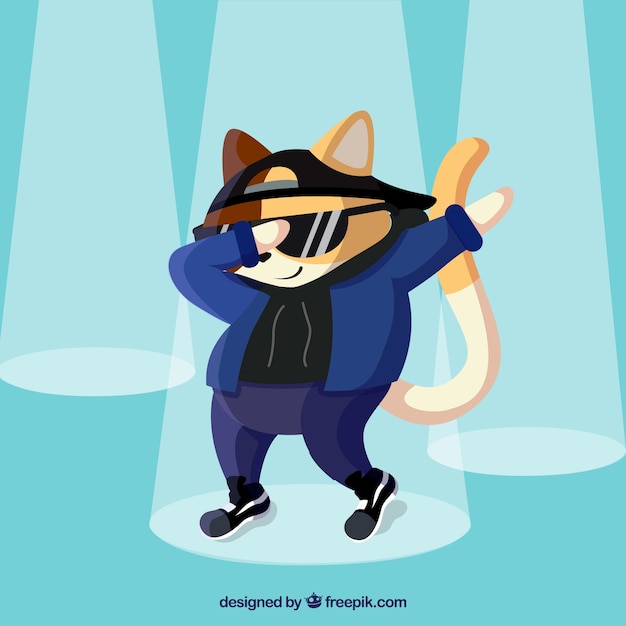 Gratis vector grappige kat die dabbing doet