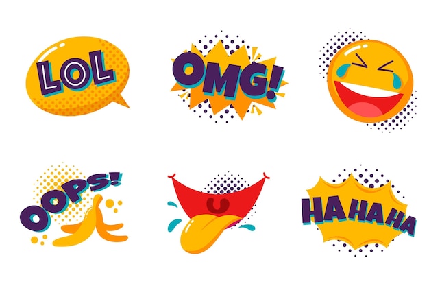 Gratis vector grappige lol stickers set