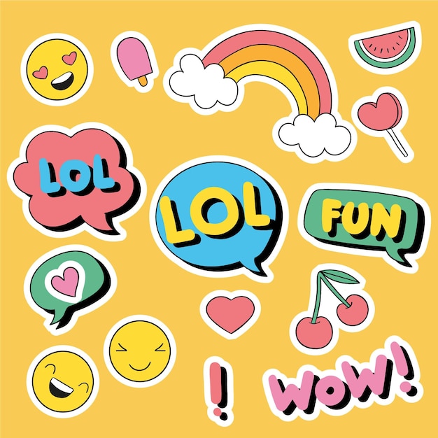 Gratis vector grappige lol stickers set