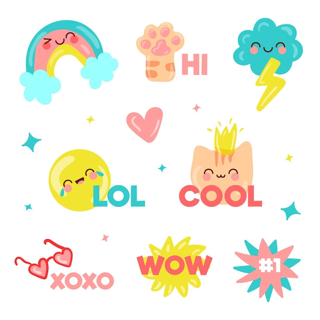 Grappige lol stickers set