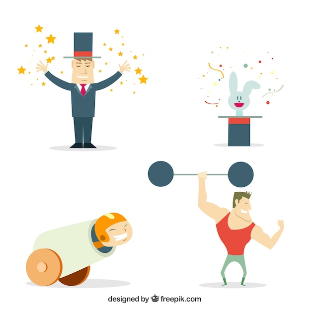 Gratis vector grappige personages van circus