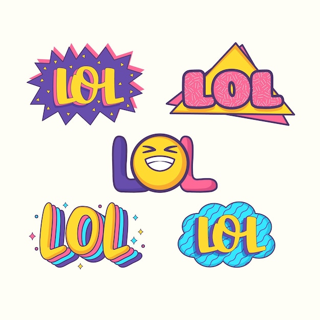 Gratis vector grappige praatjebellen en lol-stickers