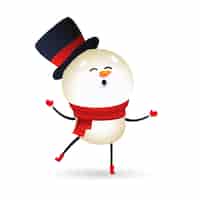 Gratis vector grappige sneeuwpop dragen zwarte hoed