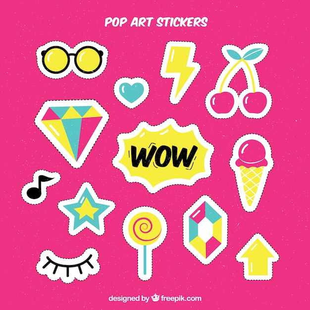 Grappige stickers met pop art stijl