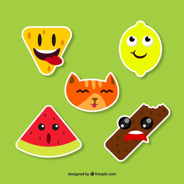 Gratis vector grappige stickers met smiley gezichten