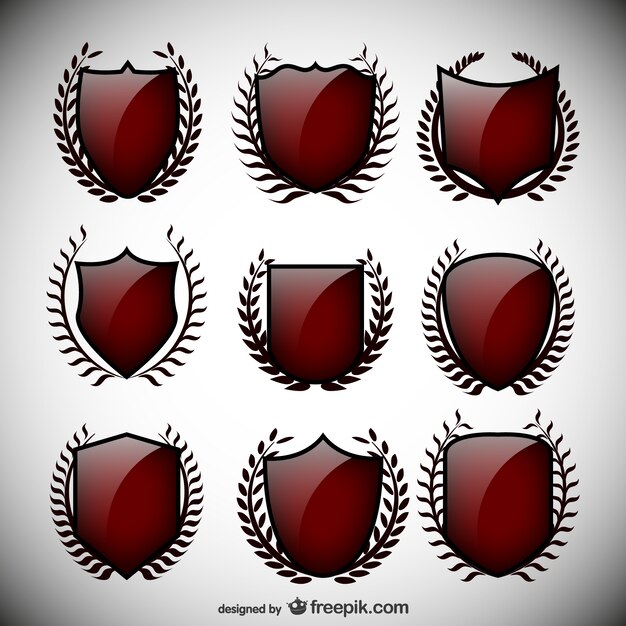 Gratis schilden vector pack