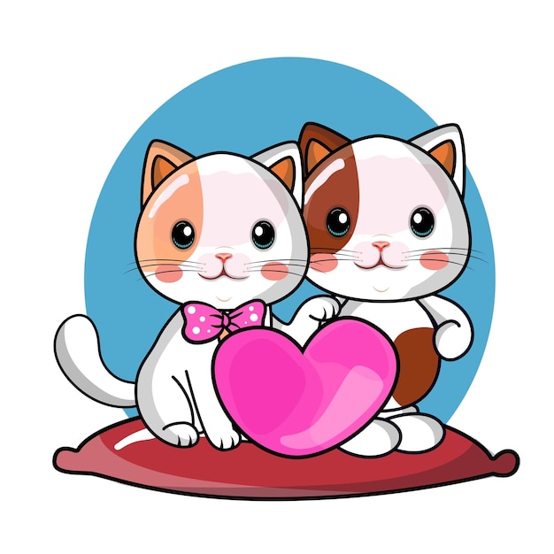 Gratis vector schattig valentijnsdag dierenpaar