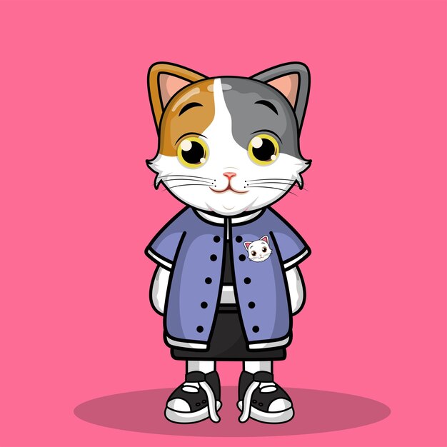 Gratis vector schattige kat karakter vectorillustratie