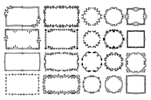 Graveren doodle frame collectie